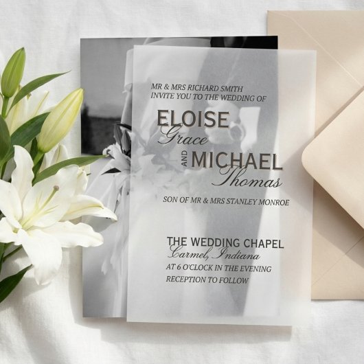 Invitations En Vélin Minimalist Black Tie Formal Wedding