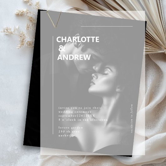 Invitations En Vélin minimaliste, moderne, Mariage,