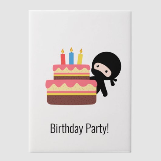 Invitations En Vélin Minuscule Ninja Derrière Anniversaire Gâteau Inser (Recto)
