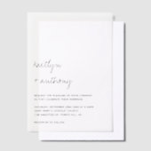 Invitations En Vélin Modern Black & White Script Minimalistic Wedding (Compenser)