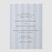 Invitations En Vélin Modern Blue Stripes Elegant Wedding (Recto)