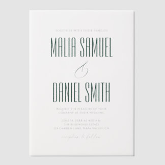 Invitations En Vélin Modern Elegant Emerald Green Wedding