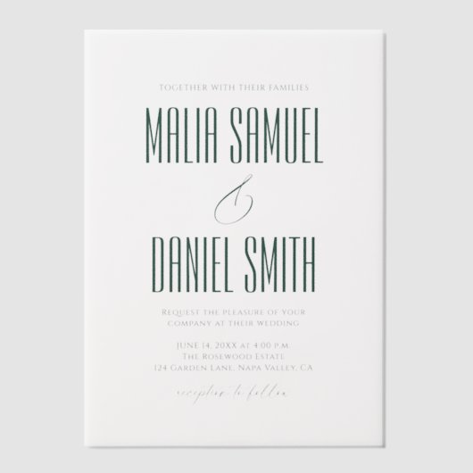 Invitations En Vélin Modern Elegant Emerald Green Wedding (Recto)