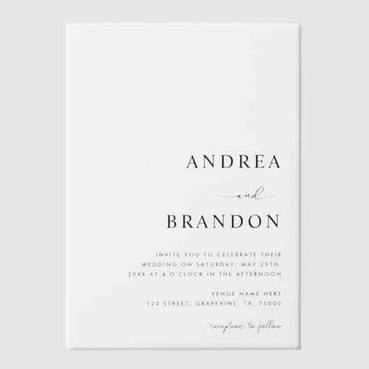 Invitations En Vélin Modern Plain White Wedding (Recto)