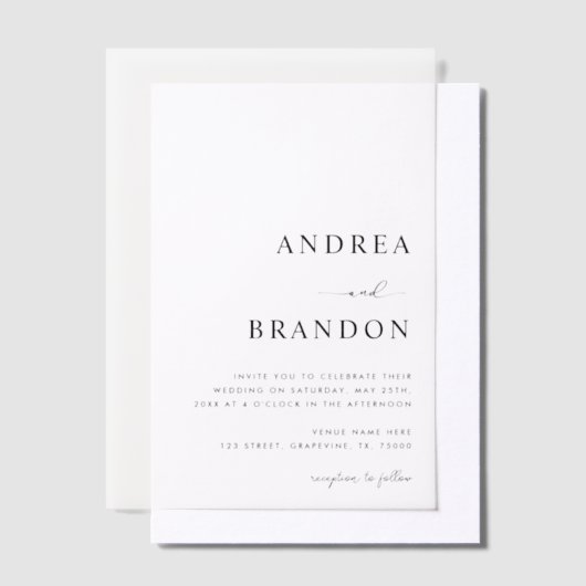 Invitations En Vélin Modern Plain White Wedding (Compenser)