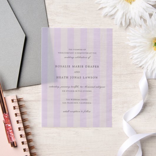 Invitations En Vélin Modern Purple Stripes Elegant Wedding (Mariage)