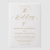 Invitations En Vélin Moderne Elegant Mariage de calligraphie or (Recto)