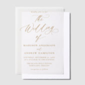 Invitations En Vélin Moderne Elegant Mariage de calligraphie or (Compenser)