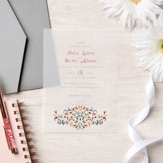 Invitations En Vélin Moderne Élégant Mariage de couronne florale romant (Mariage)