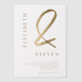 Invitations En Vélin Moderne Elegant Simple Or Ampersand Mariage (Recto)