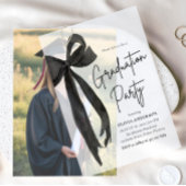 Invitations En Vélin Moderne Elégant tendance Stylish Black Bow Graduat