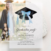 Invitations En Vélin Moderne Elégant tendance Stylish Bleu Bow Graduati