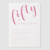 Invitations En Vélin Moderne minimaliste rose 50e anniversaire (Recto)