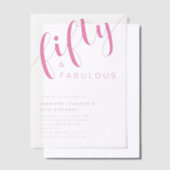 Invitations En Vélin Moderne minimaliste rose 50e anniversaire (Compenser)