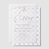 Invitations En Vélin Moderne Sage Green Calligraphie Mariage simple (Décalage (Invitation))