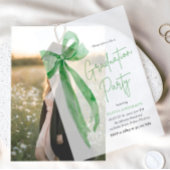 Invitations En Vélin Moderne tendance Lime Green Bow Graduation Party