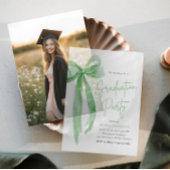 Invitations En Vélin Moderne tendance Lime Green Bow Graduation Party