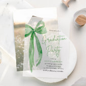 Invitations En Vélin Moderne tendance Lime Green Bow Graduation Party