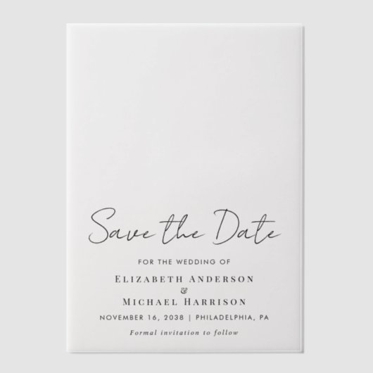 Invitations En Vélin Moins de superposition de script moderne Enregistr (Recto)