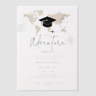 Invitations En Vélin Mondial Map voyage aventure commence Graduation