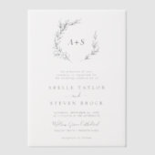 Invitations En Vélin Monogramme à feuilles minimes vert Boho Mariage mo (Recto)