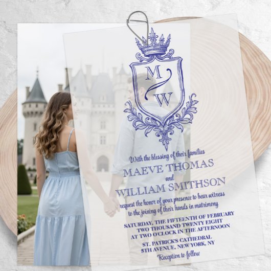 Invitations En Vélin Monogramme de la crête royale médiévale pour super