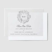 Invitations En Vélin Monogramme Floral Classique De Wreath Enregistrer  (Compenser)