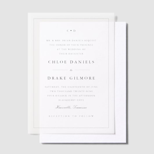 Invitations En Vélin Monogramme Mariage simple (Compenser)