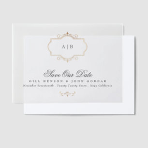 Invitations En Vélin monographie classique en or monogramme formel enre