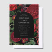 Invitations En Vélin Moody Florals Arc Noir Bourgogne Rouge Mariage (Compenser)