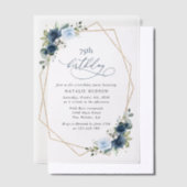 Invitations En Vélin Navy Flowers, Blue Flowers, Greenery, Birthday (Compenser)