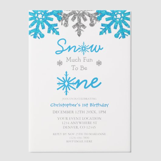 Invitations En Vélin Neige beaucoup amusant pour être un hiver 1er anni (Recto)