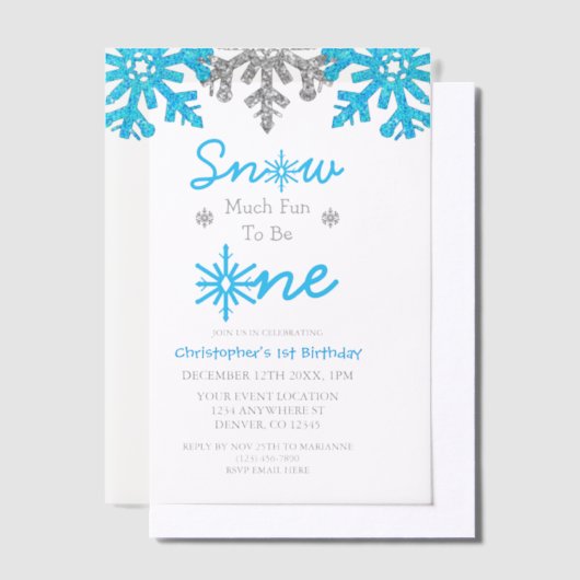 Invitations En Vélin Neige beaucoup amusant pour être un hiver 1er anni (Compenser)