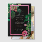 Invitations En Vélin Neon Pink Tropical Retro Botanical Mariage (Décalage (Couple))