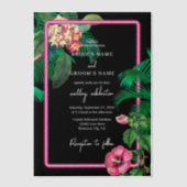 Invitations En Vélin Neon Pink Tropical Retro Botanical Mariage (Recto)