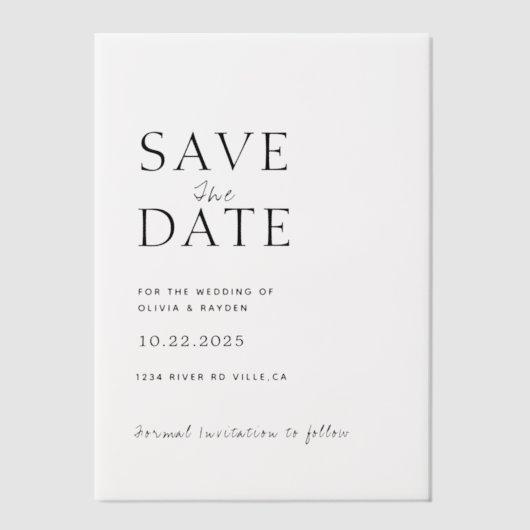 Invitations En Vélin Nettoyer minimal Script photo mariage Enregistrer  (Recto)