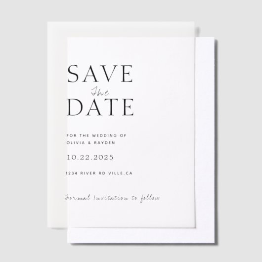 Invitations En Vélin Nettoyer minimal Script photo mariage Enregistrer  (Compenser)