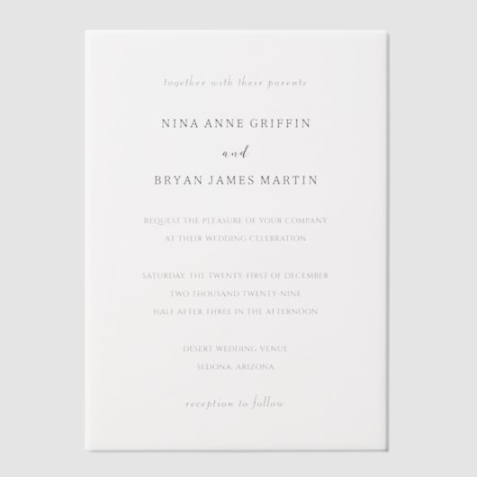 Invitations En Vélin Nina Simple mariage élégant (Recto)