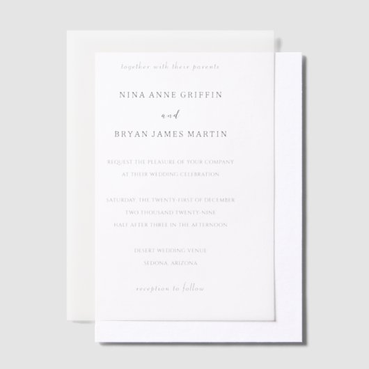 Invitations En Vélin Nina Simple mariage élégant (Compenser)