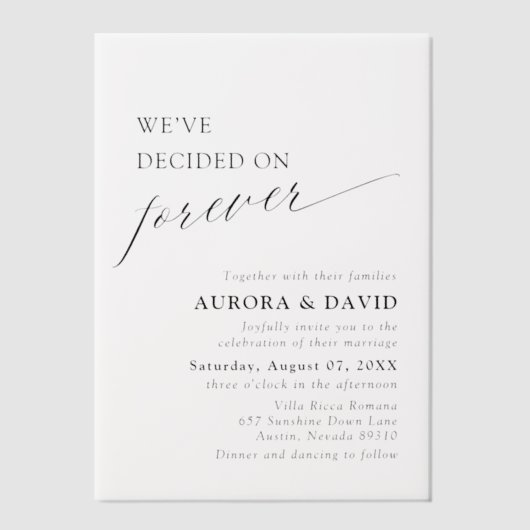 Invitations En Vélin Noir & Blanc Nous avons décidé de Mariage pour tou (Recto)