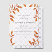 Invitations En Vélin Noir et blanc avec rouille Feuilles d'automne Mari (Décalage (Invitation))