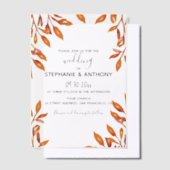 Invitations En Vélin Noir et blanc avec rouille Feuilles d'automne Mari (Compenser)