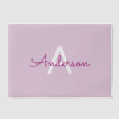 Invitations En Vélin Nom de script & monogramme | Magenta & Violet clai (Recto)