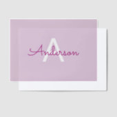 Invitations En Vélin Nom de script & monogramme | Magenta & Violet clai (Compenser)