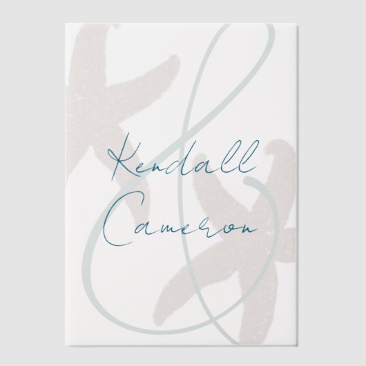 Invitations En Vélin Noms des mariés en étoile de mer (Recto)