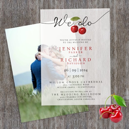 Invitations En Vélin Nous faisons Simple Rustic Chic Red Cherry Fruits