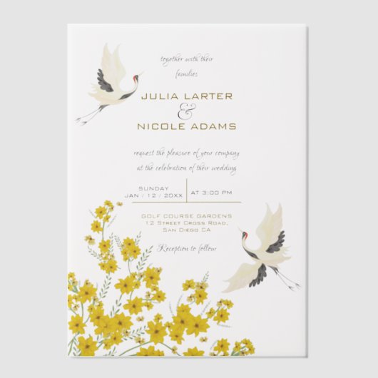 Invitations En Vélin Oiseaux de cygne Paradise Flore de printemps Maria (Recto)