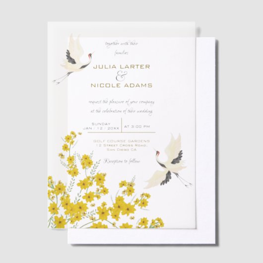 Invitations En Vélin Oiseaux de cygne Paradise Flore de printemps Maria (Compenser)