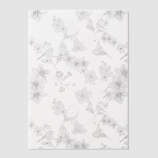 Invitations En Vélin Oiseaux et fleurs (Recto)