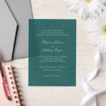 Invitations En Vélin Old Money Teal Classic Wedding<br><div class="desc">A timeless old money style wedding invitation with elegant typography and a classic minimalist layout. Perfect for luxury weddings,  formal events,  and sophisticated celebrations.</div>